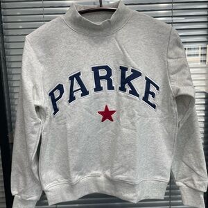 Parker Light Gray Crewneck with Navy and Red Details